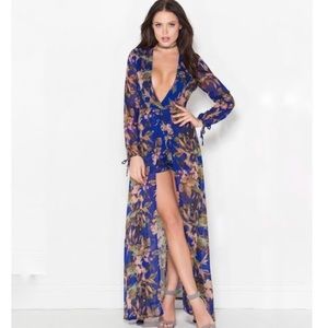 Maxi / Romper / Hi-Low Sheer Floral Dress. [NWoT]